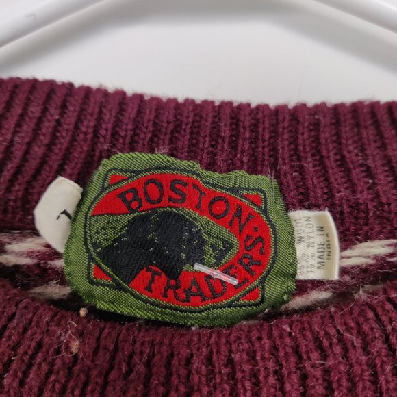 Boston Traders Women's Sweater Size L Burgundy Vintage Y2K Wool Blend Classic - Picture 4 of 4